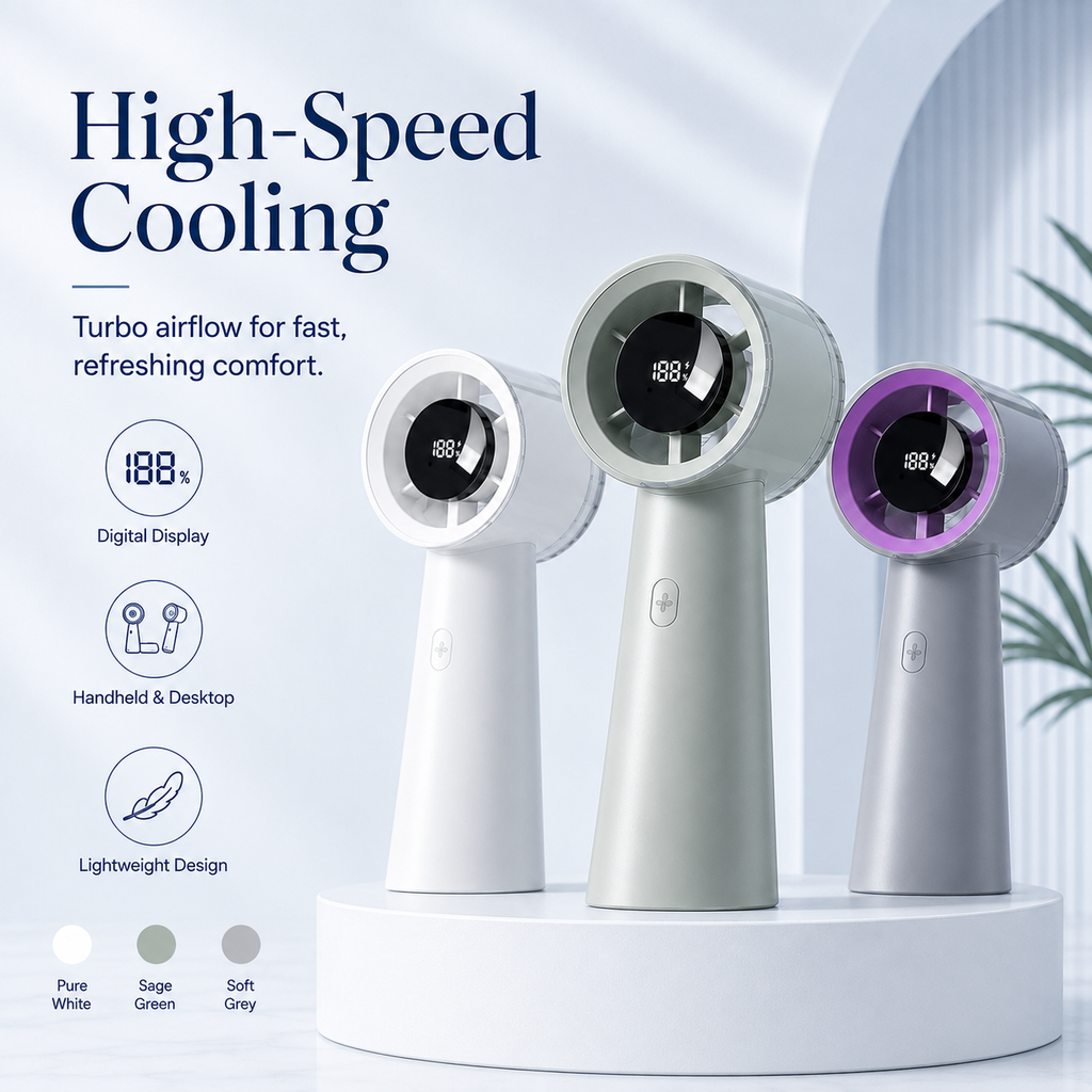 Mini Portable Turbo Fan with Digital Display
