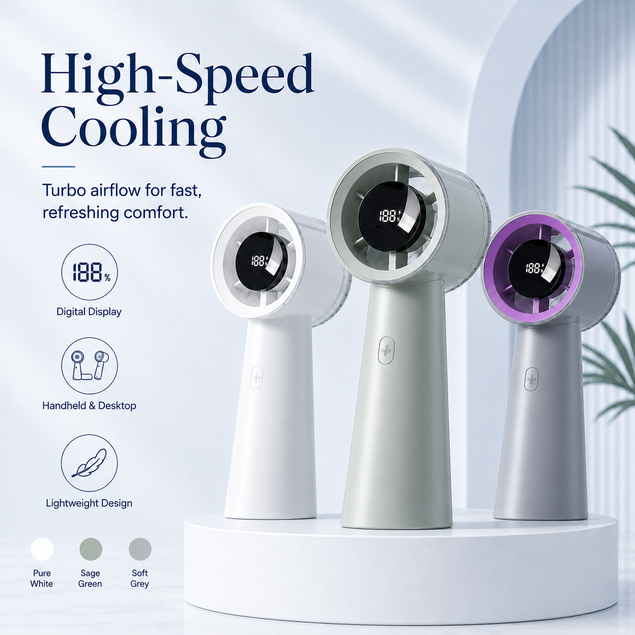 Mini Portable Turbo Fan with Digital Display