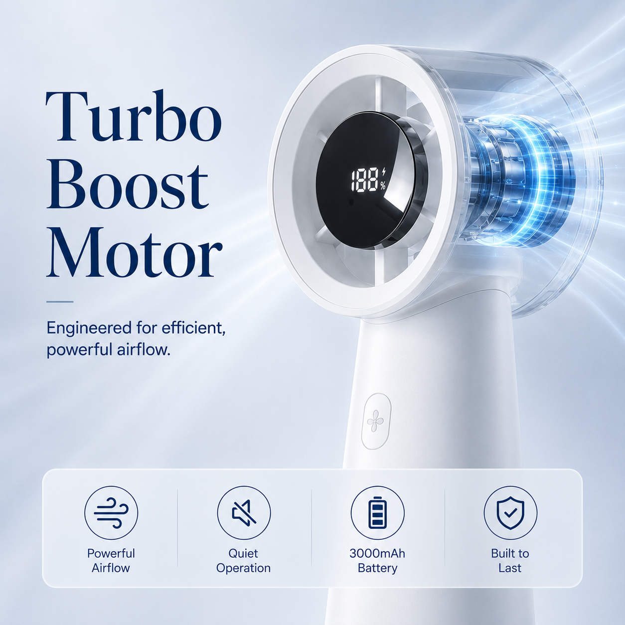Mini Portable Turbo Fan with Digital Display