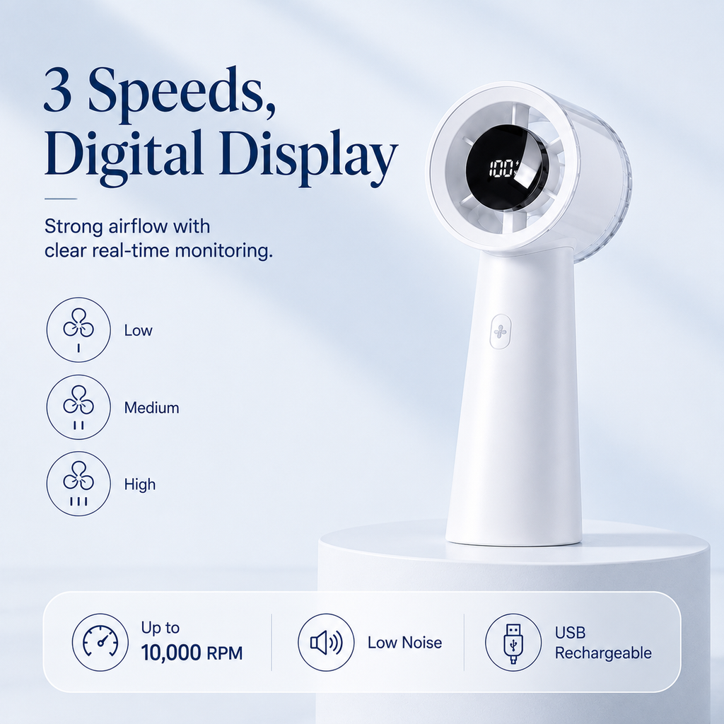 Mini Portable Turbo Fan with Digital Display